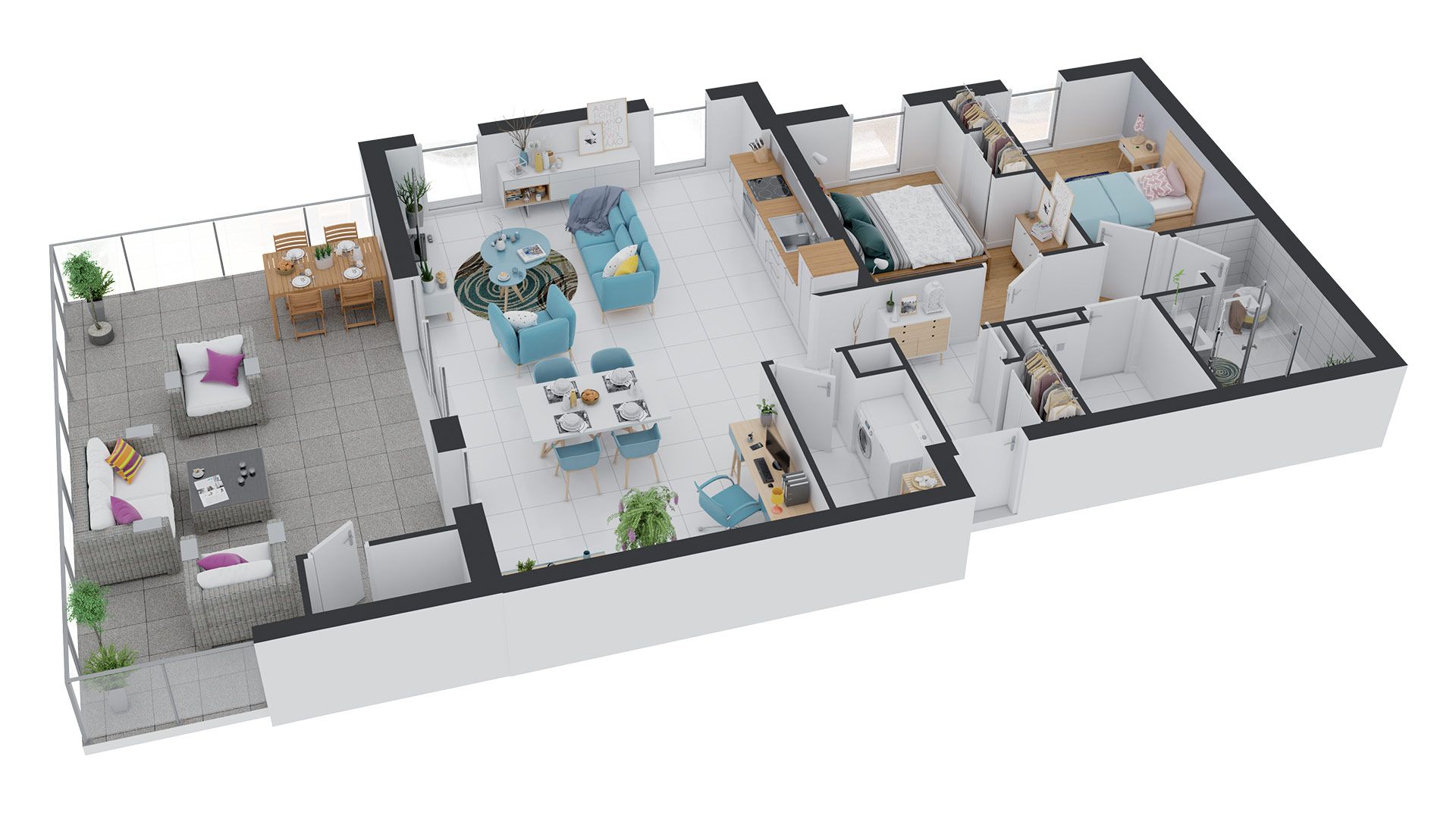 Immobilière Georges - Résidence Célestine - Appartements neufs à Metz-Queuleu - Axométrie Appartement type T4