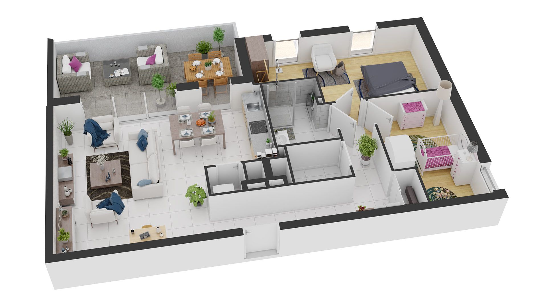 Immobilière Georges - Résidence Célestine - Appartements neufs à Metz-Queuleu - Axométrie Appartement type T3