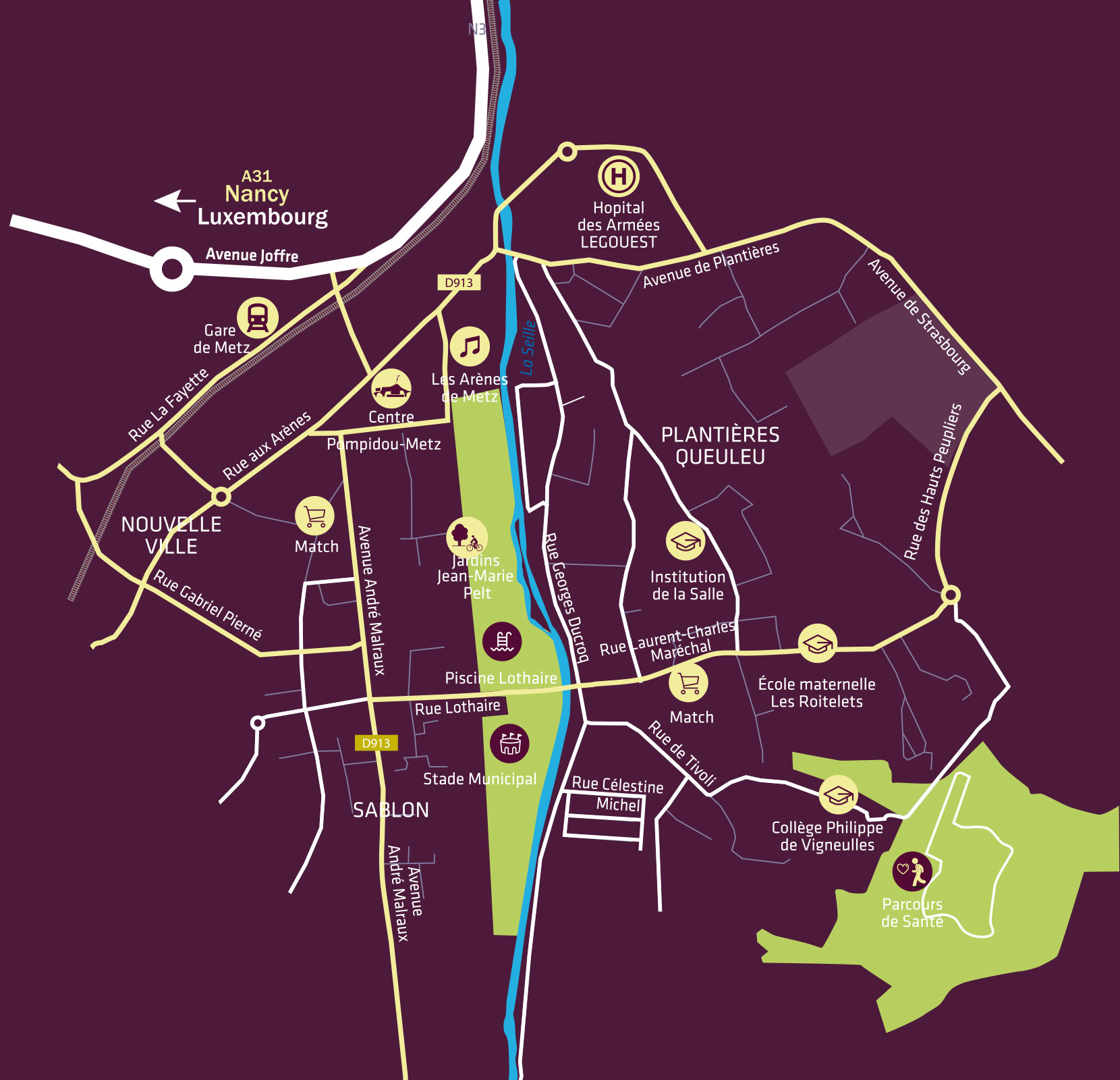 Immobilière Georges - Résidence Célestine - Appartements neufs à Metz-Queuleu - Plan de situation